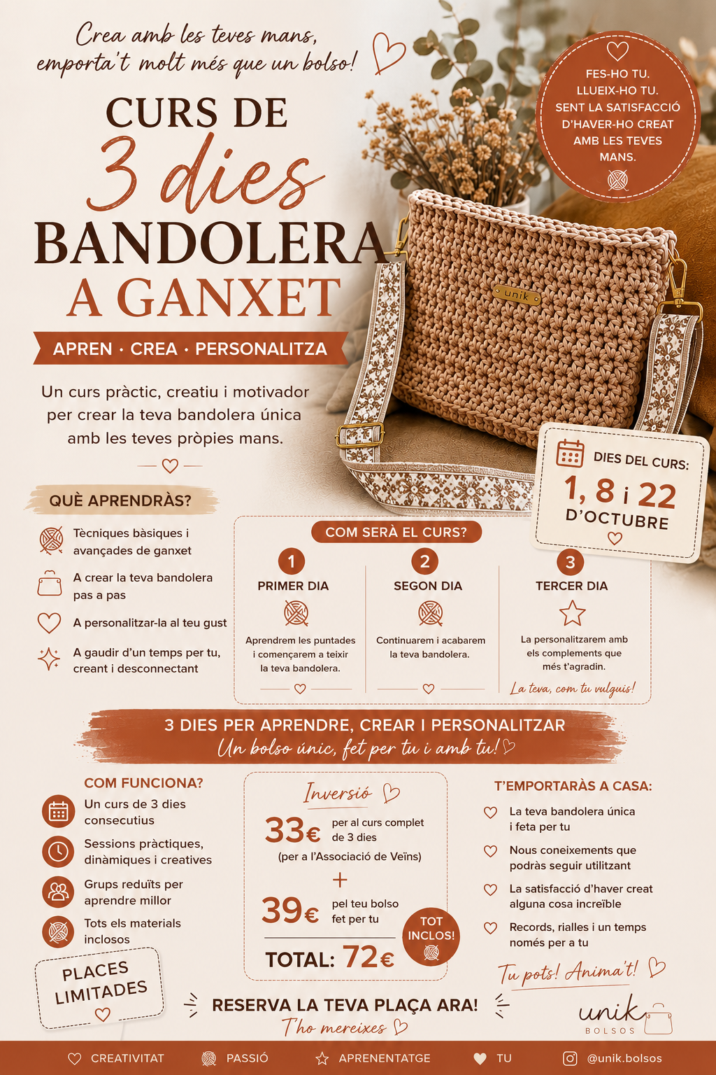 Curs de 3 dies Bandolera a ganxet_____ (1, 8 i 22 d'octubre- Vall de Sant Daniel)
